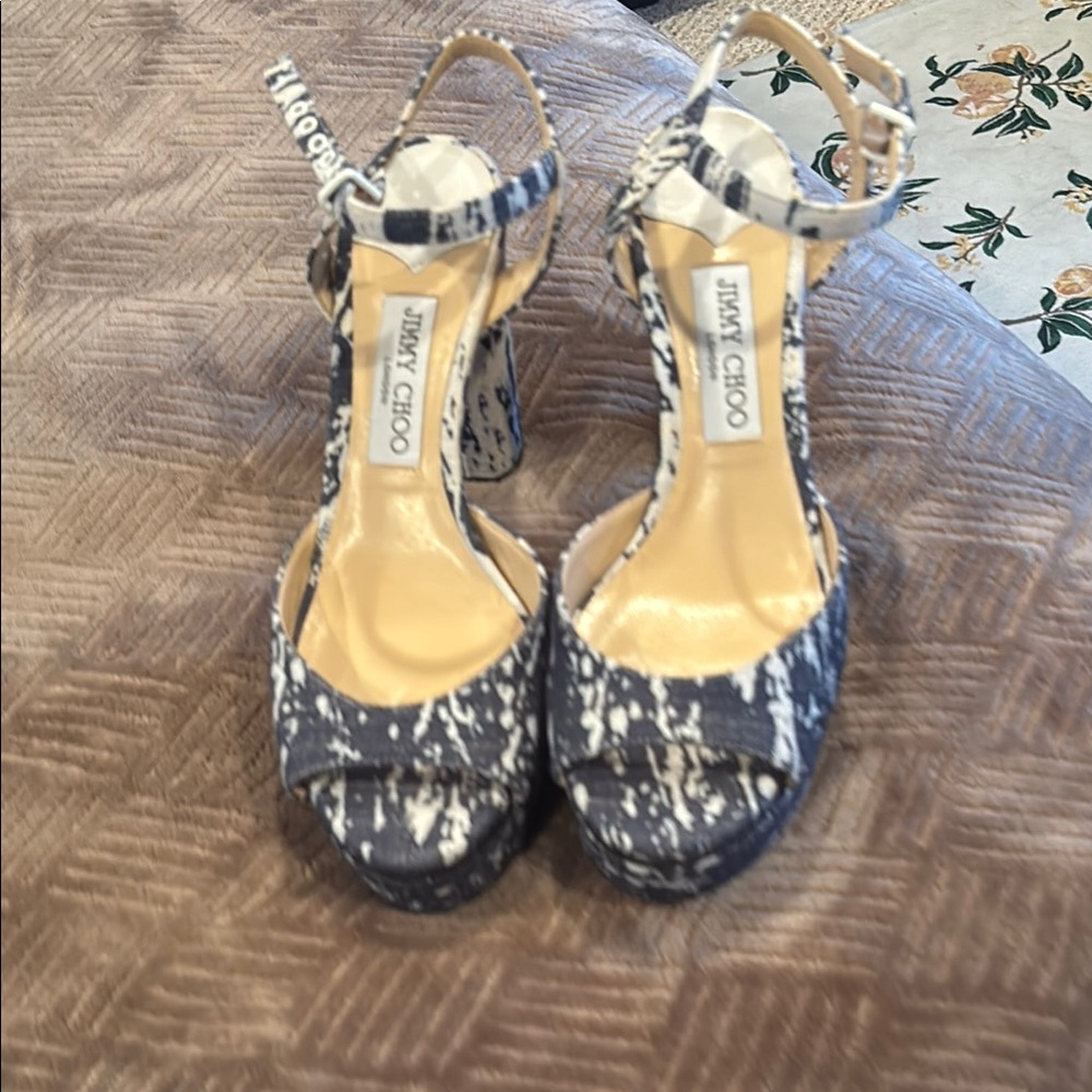 Jimmy Choo Blue and White Women's Heels